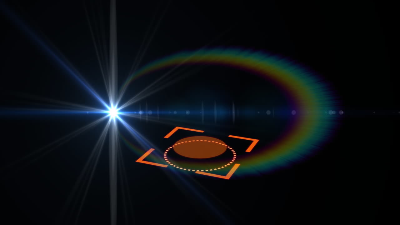 Glowing blue light with geometric shapes and lens flare animation