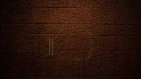 thumbs up neon sign on brick wall 4k