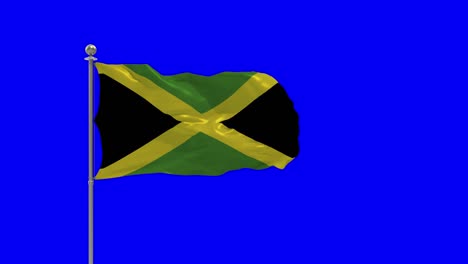 jamaica 3d illustration of the waving flag on a pole with chroma