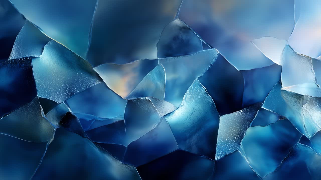 A captivating display of intricate blue ice formations, showcasing the beauty of nature's textures and colors, as light dances across the glistening surfaces of frozen shards