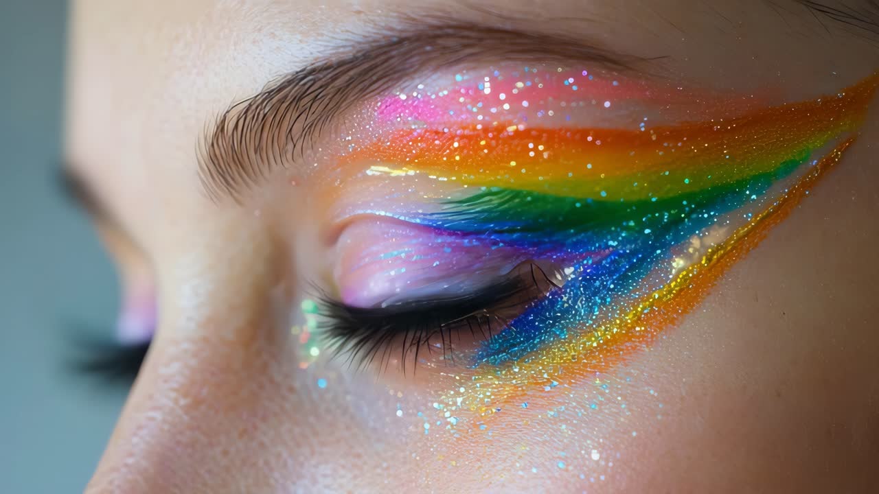 maquillaje de sombra de arco iris