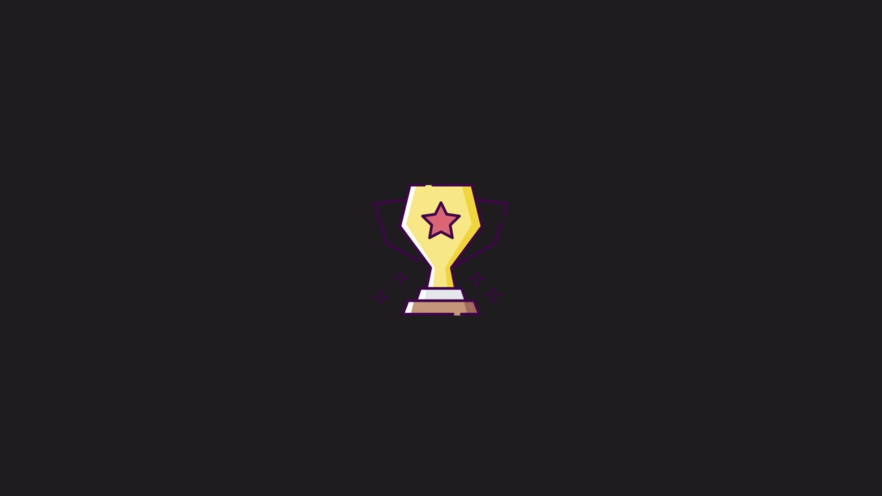 Animated Golden Trophy with Star and Sparkles