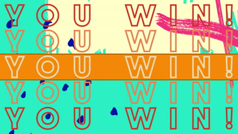 animation of you win over colorful graphics and shapes