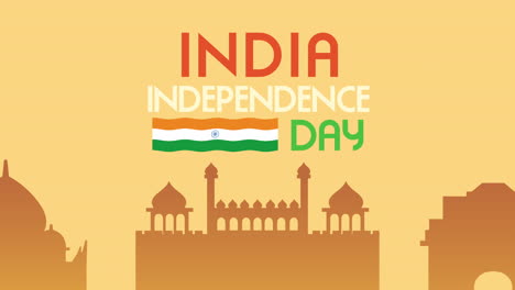 india independence day lettering with flag and mosque