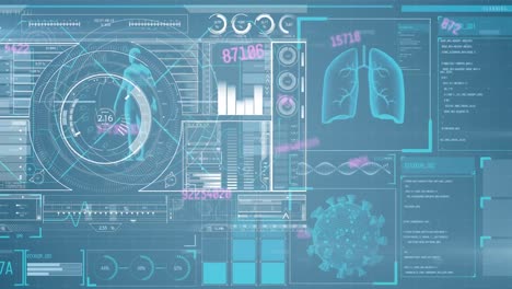 animation of data processing on blue background