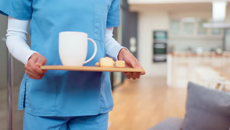 kind nurse visits and cares for elderly woman at home