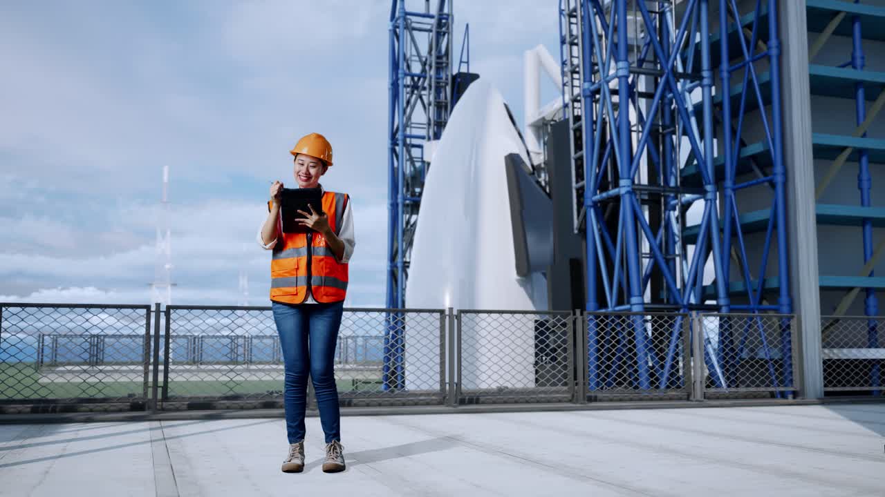 ingeniera en la instalación de lanzamiento de cohetes