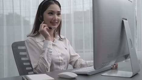 enthusiastic female operator provide helpful customer service to customer.