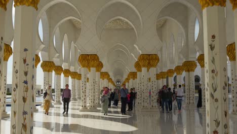 abu dhabi sunny day sheikh zayed mosque hall walking panorama 4k united arab emirates