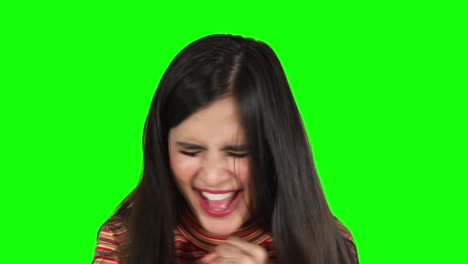 angry young woman screaming in the studio