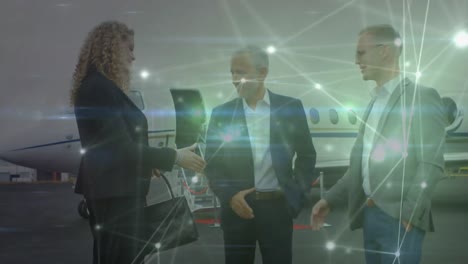 Animación-De-La-Red-De-Conexiones-Sobre-Empresarios-Caucásicos-En-El-Aeropuerto