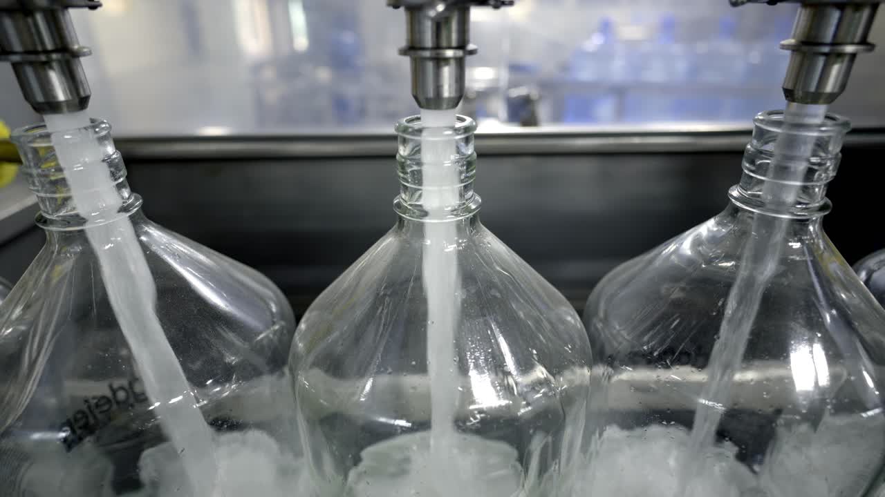 proceso de embotellado automatizado de alta velocidad de grandes contenedores de agua