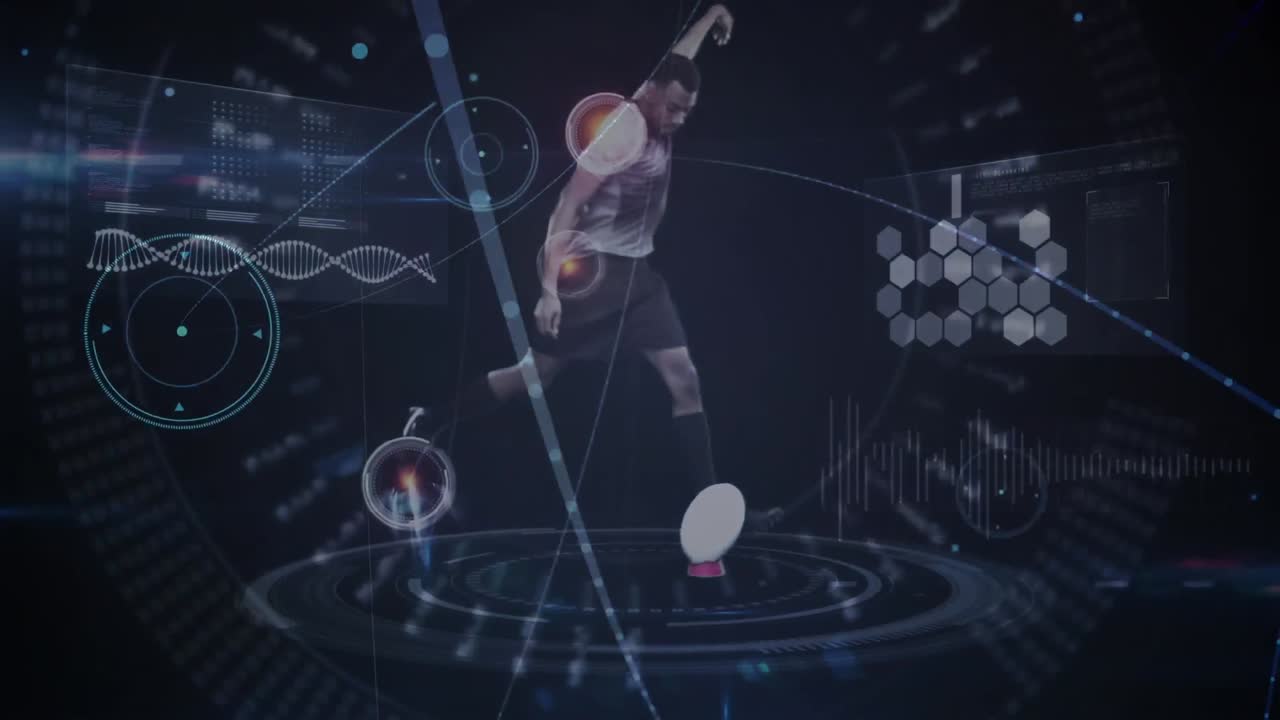 남성 럭비 선수에 대한 연결 네트워크 데이터 처리에 대한 공을  ⁇ 는 것