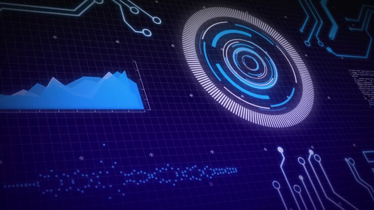 Animation of scope scanning, processor elements and data processing over grid