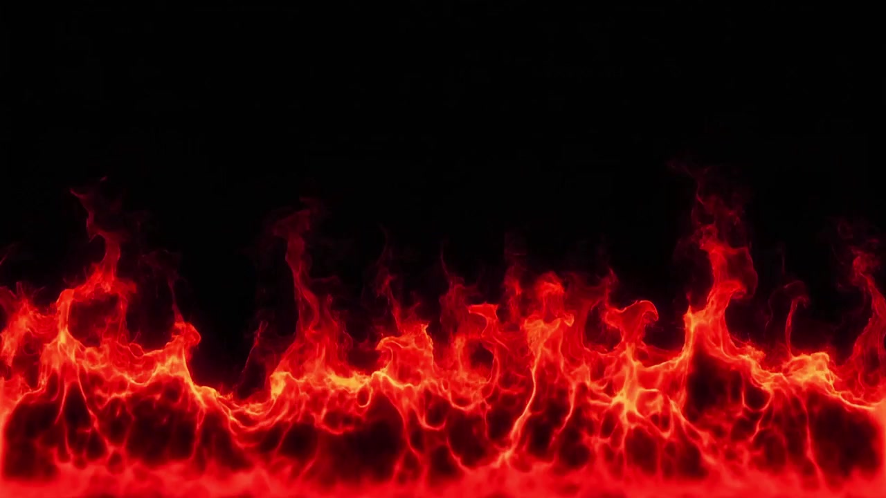 Klare røde flammer brænder mod en sort baggrund