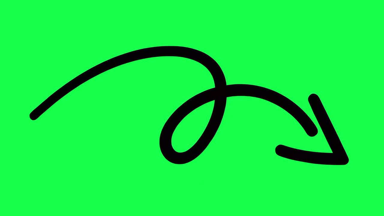 Curved arrow transparent 4K video, green screen
