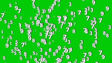 Animated numbers 1 to 9 falling vertically like rain on a green screen background. Perfect for video editing, VFX, and motion graphics. Seamless loop included for continuous use video element
