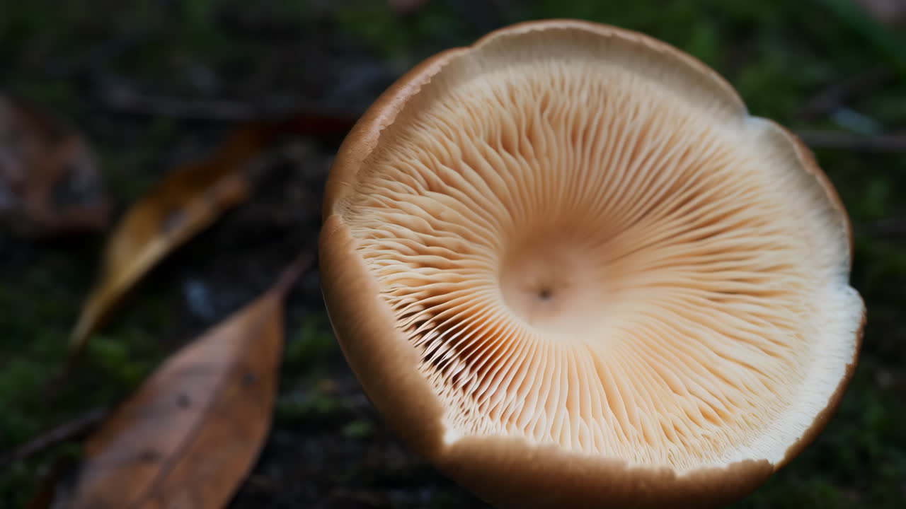 Close-up View of a Mushroom on the Forest Floor