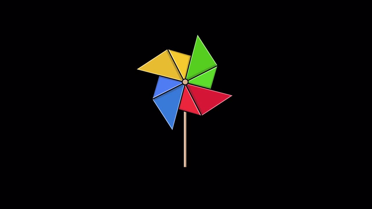 Colorful Pinwheel Spinning on Black Background