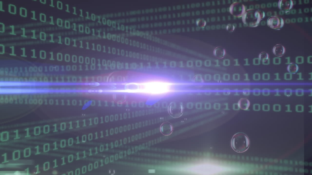 Animation of glowing spots over binary coding