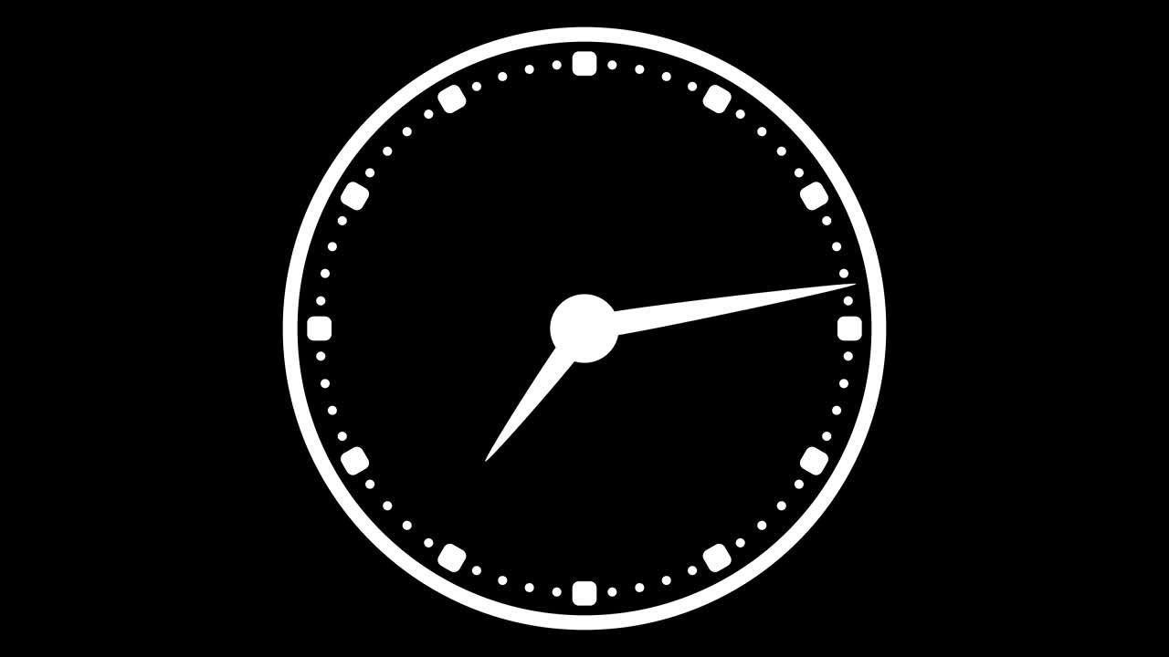 Stopwatch animated icon. Clock face with moving arrows. Time run. Cartoon flat animation of UI element available in 4K FullHD
