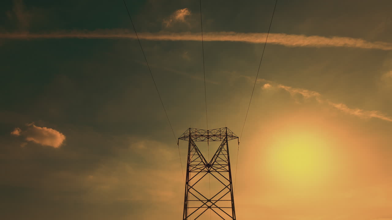 Power Line Silhouette at Sunset
