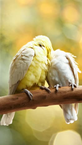 close-up video angle of two birds perched on a branch video. live mobile wallpaper