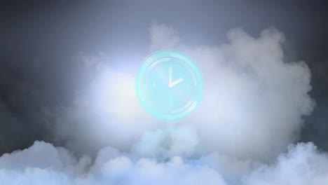 animation of clock moving fast over cloudy sky