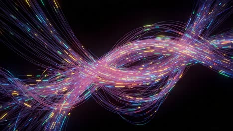 captivating digital flow: a mesmerizing display of vibrant light trails in motion, illustrating the beauty of dynamic interactions in a dark background