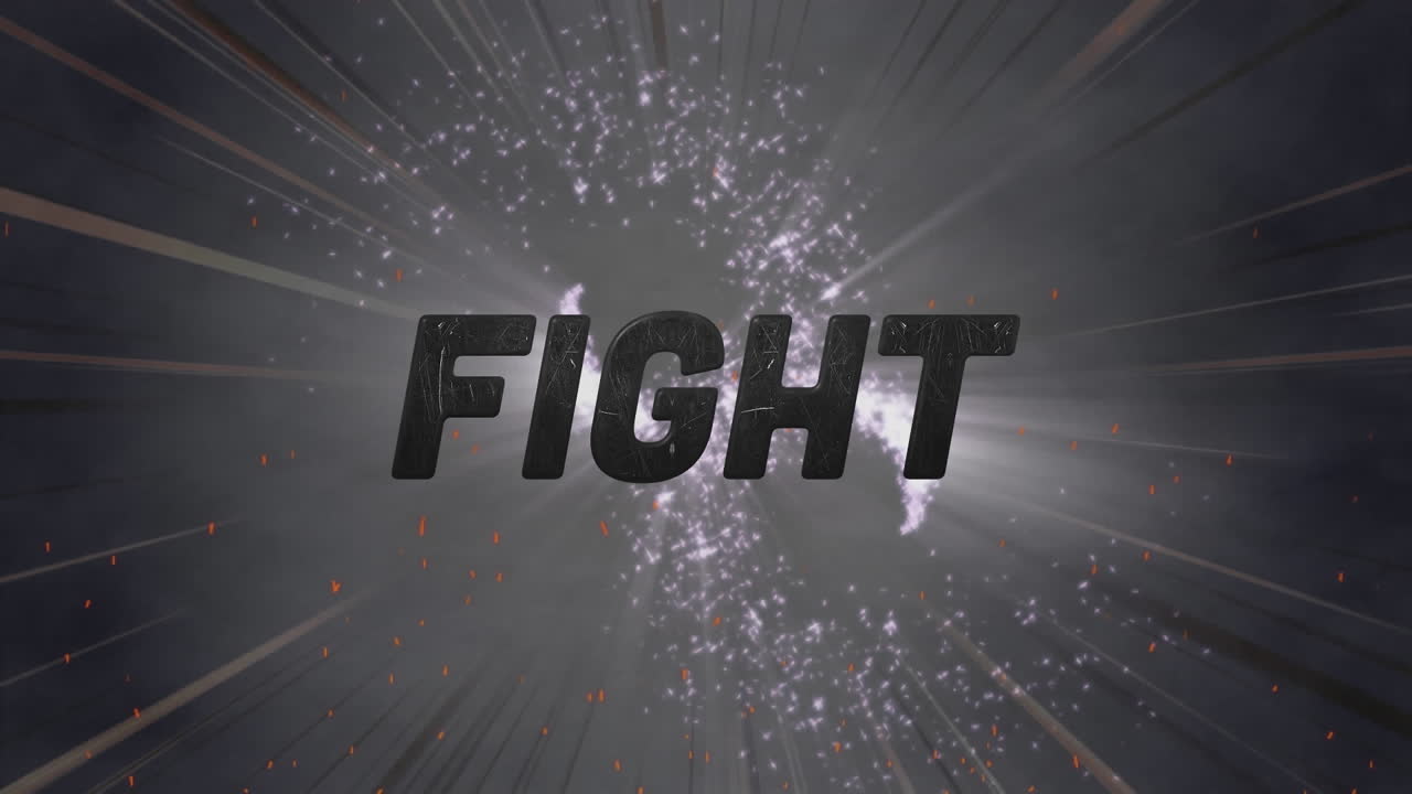 회색 배경에 연결된 전 세계에 대한 전투 텍스트의 애니메이션