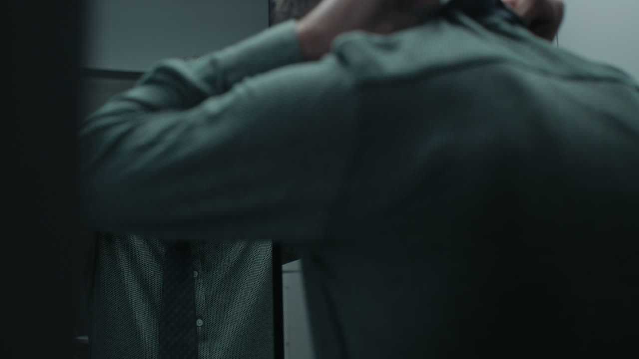 A sad man dress to work