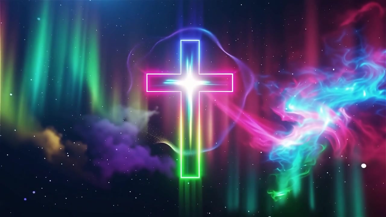 Christian Cross Heavenly Light Worship Background