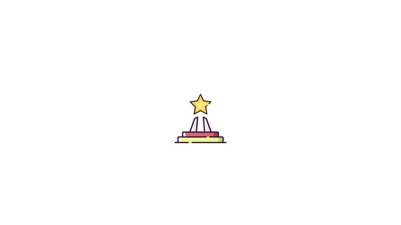 Animated Star Trophy Icon on White Background