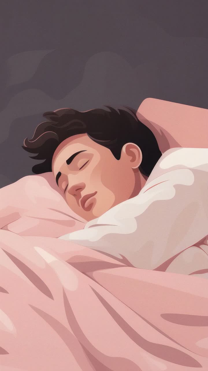 Illustration of a person sleeping peacefully, captured from a high angle