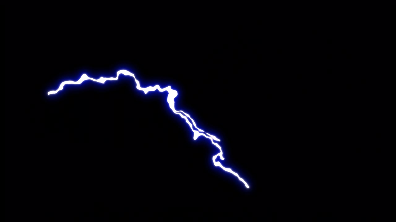 Animazione 4K a cartone animato di fulmini e tuoni elettrici con effetto neon luminoso