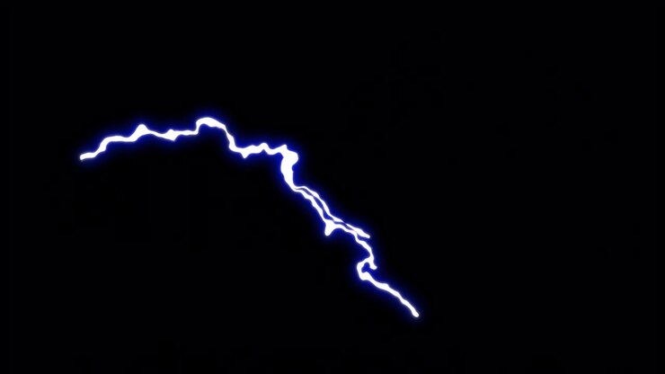 Animazione 4K a cartone animato di fulmini e tuoni elettrici con effetto neon luminoso