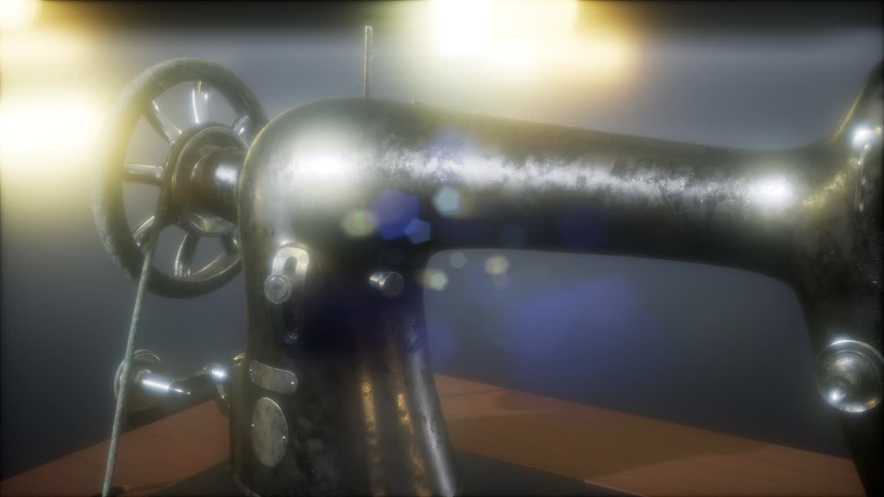 어두운 곳에서 오래된 레트로 바느질 기계