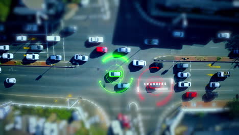 hud, vigilancia y gps con coche en la autopista