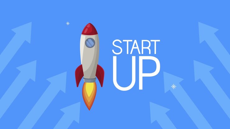 startup lettering with rocket animation