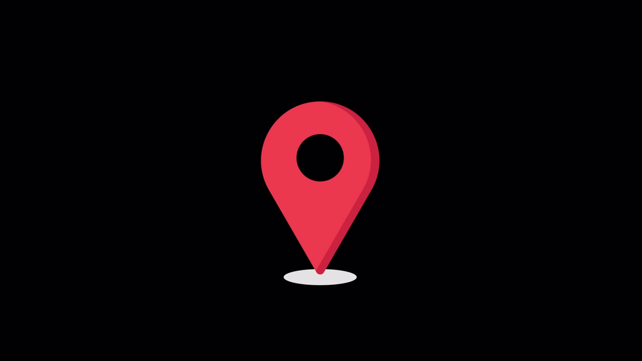 Red Location Pin Icon on Black Background