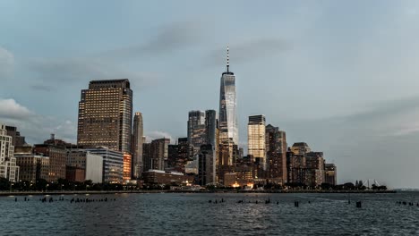 horizonte de nueva york. distrito financiero. lapso de tiempo