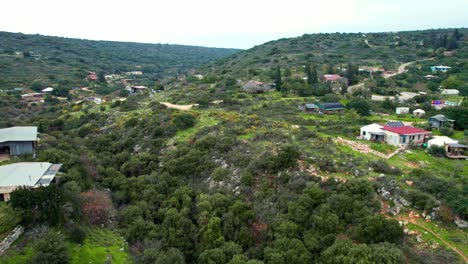a drone shot of the ecological community settlement klil in northern israel