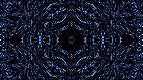 light wave abstract dots set blue color kaleidoscope black background