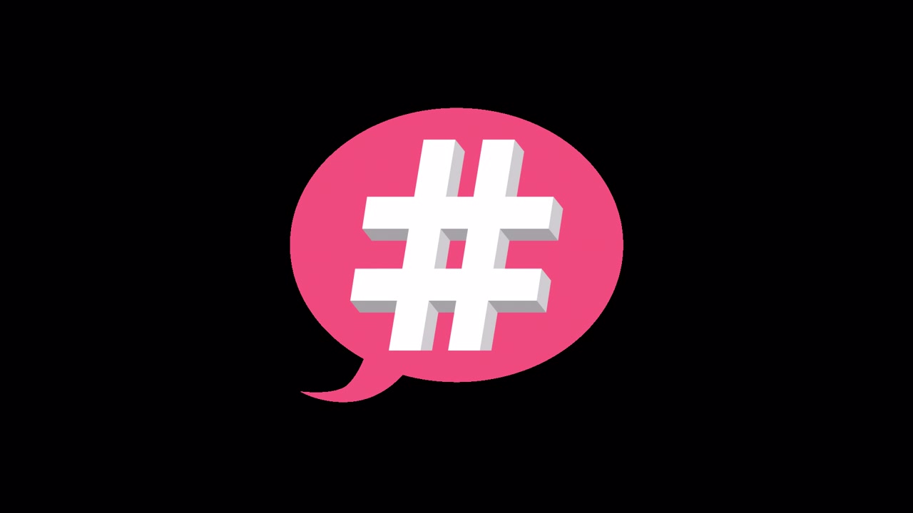Animated 3D Hashtag Icon in Pink Speech Bubble