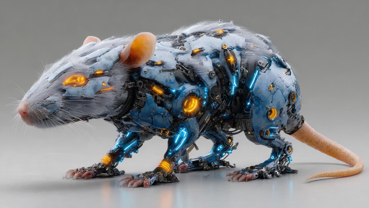 Futuristic Cybernetic Rodent: A Stunning Blend of Nature and Technology in Robotic Design, Showcasing Innovations in Mechanical Engineering and Aesthetic Creativity