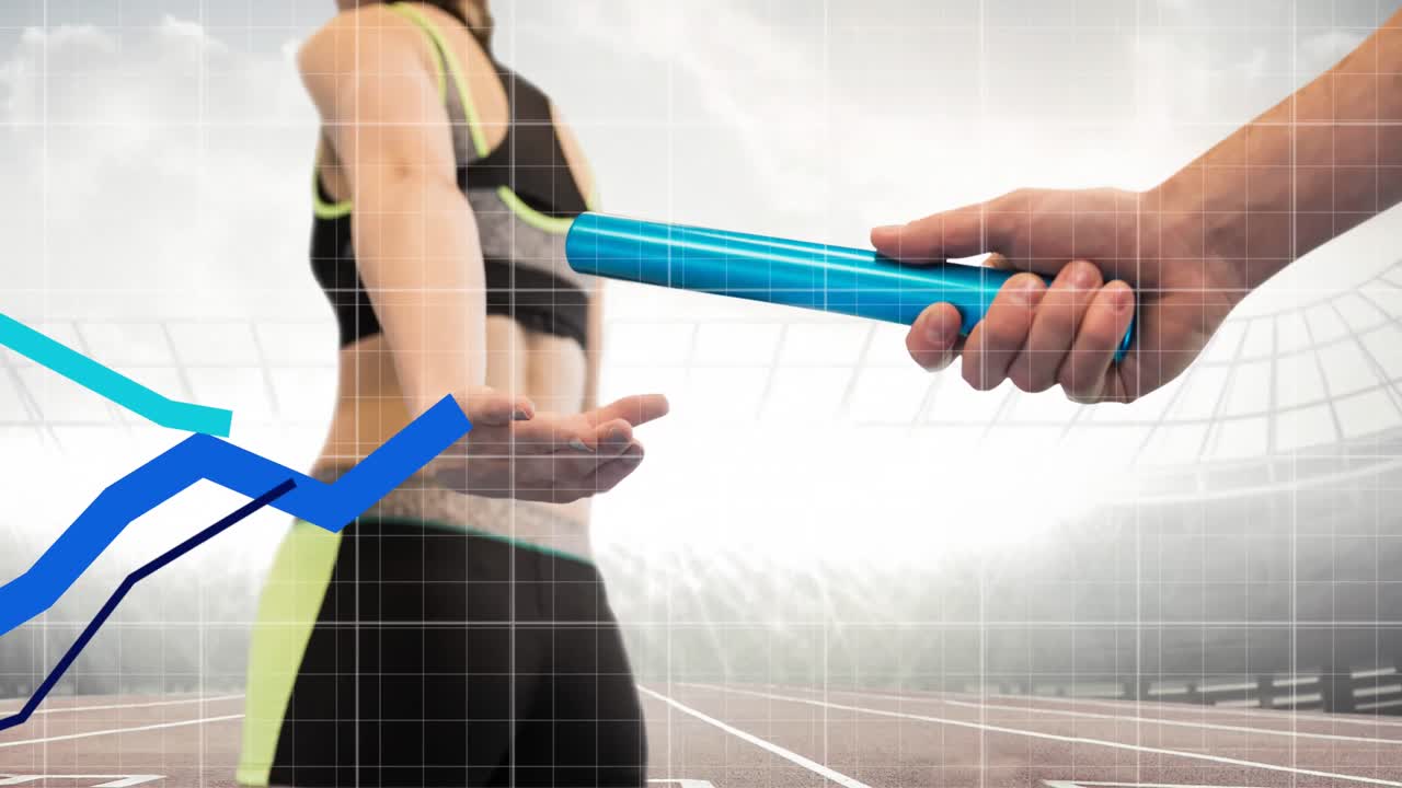 animaciones del procesamiento de datos financieros sobre una corredora caucásica