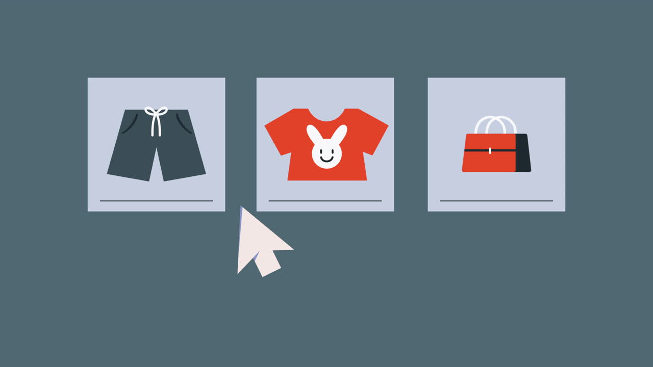 animación del mercado comercial con el cursor del ratón