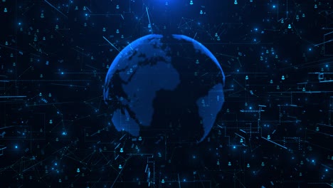 earth wireframe rotating with the digital number and line connection binary code futuristic