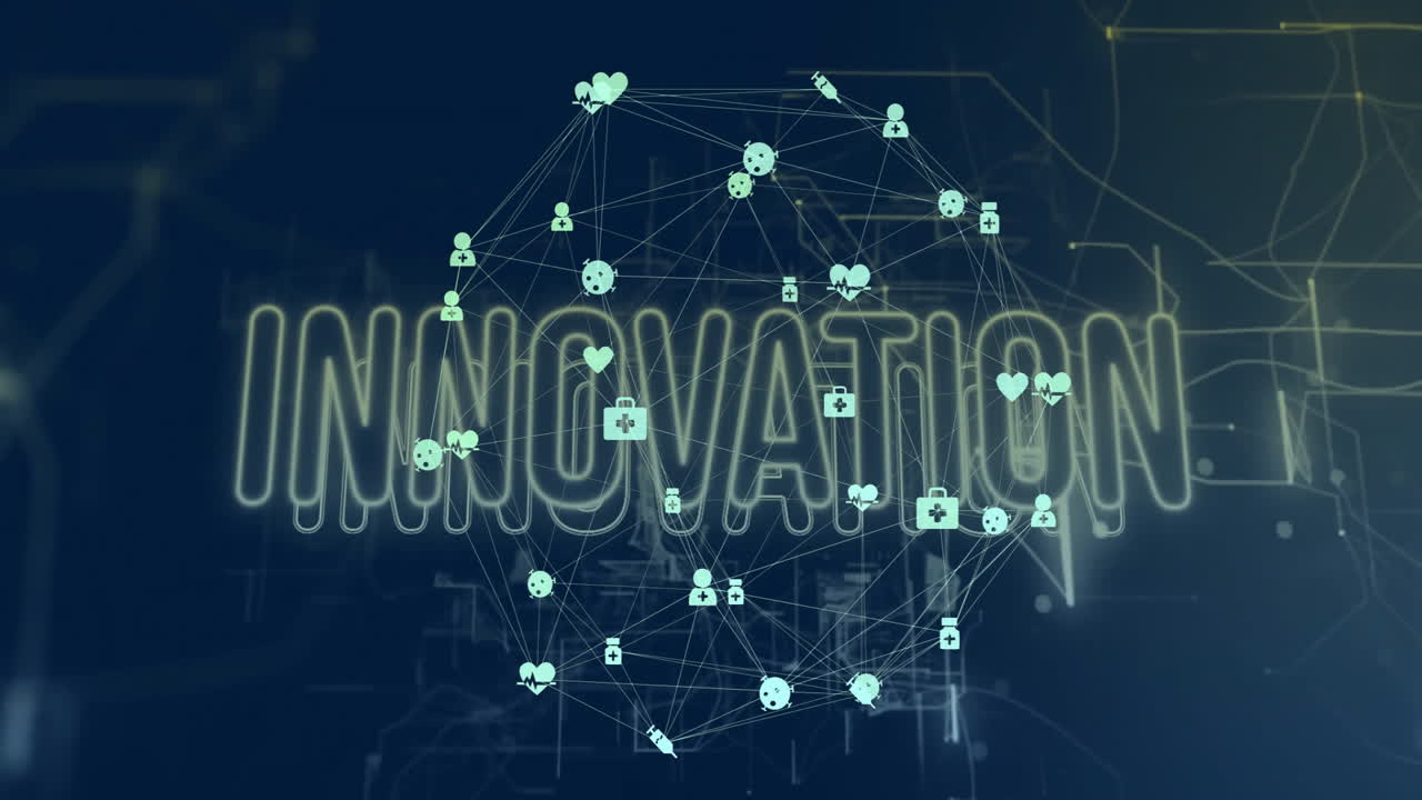 연결 및 혁신 네트워크의 애니메이션 텍스트