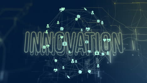 animation of network of connections and innovation text